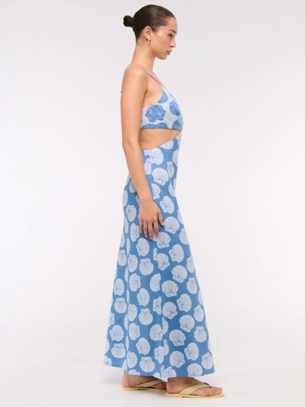 Abercrombie & Fitch The A&F Julia Slip Cutout Maxi Dress Blue Shell Print Tall